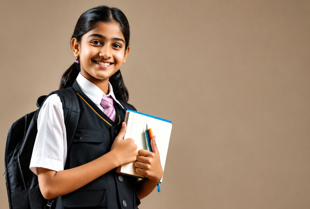 Schoolgirl studying phonetics